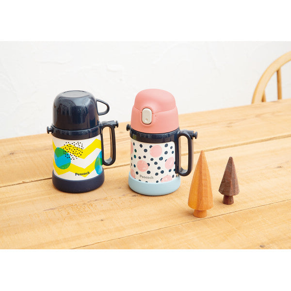 ピーコック　２ＷＡＹタイプ（コップ＆ストロー）ボトルセット　コーラルドット