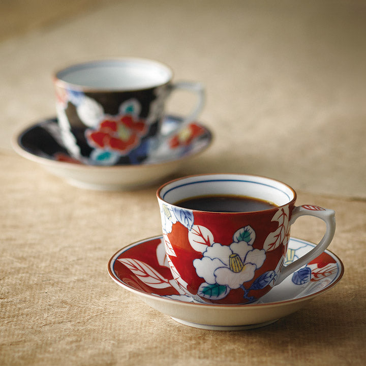 色彩山茶花 ペアコーヒー碗皿