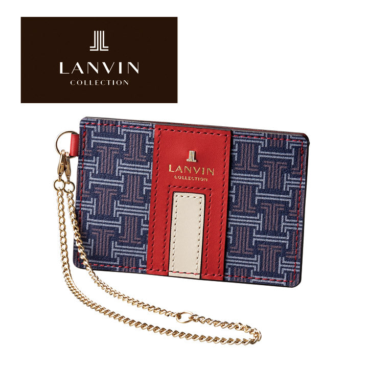 ランバンコレクション パスケース ネイビー×レッド