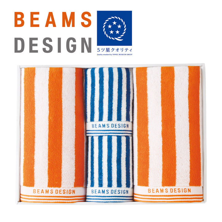 BEAMS DESIGN ストライプバス&フェイスタオルセット