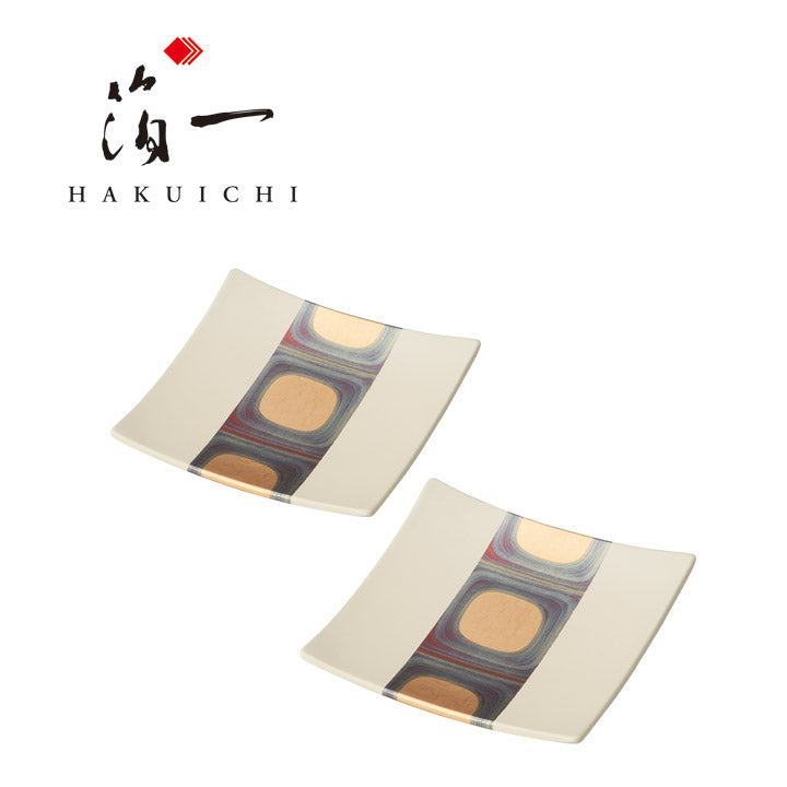 箔一 スクエアプレート2枚 白