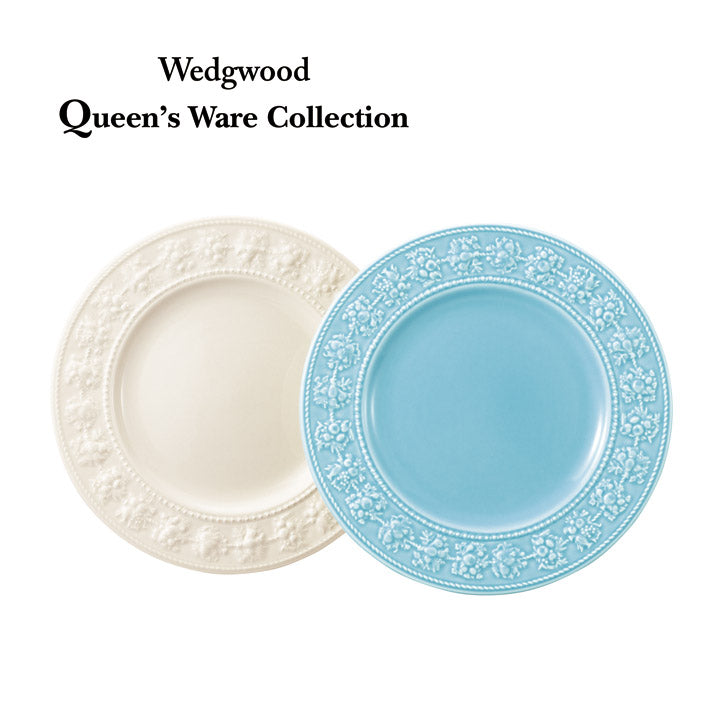 ウェッジウッド クイーンズウェア コレクション フェスティビティ アイボリー・ブルー プレート27cm ペア